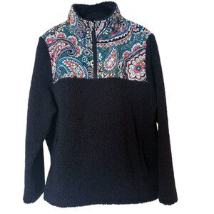 Vera Bradley Women's Teddy Fleece 1/4 Pullover Haymarket Paisley Jewel Size L